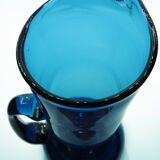Pichet en verre bleu Kastrup Holmegaard par Jacob Bang