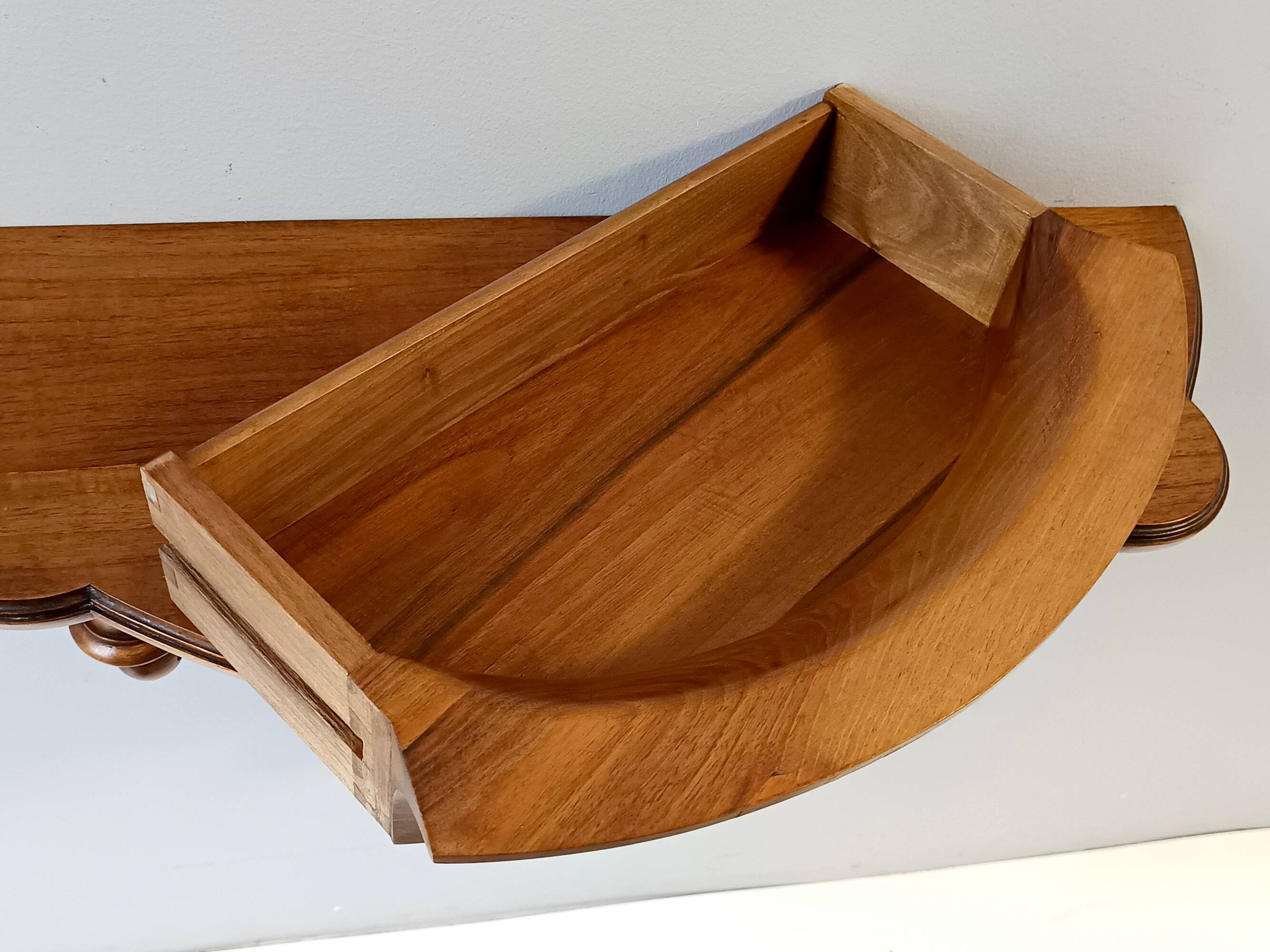 Solid Walnut Wall-Mounted Console Table, Italy