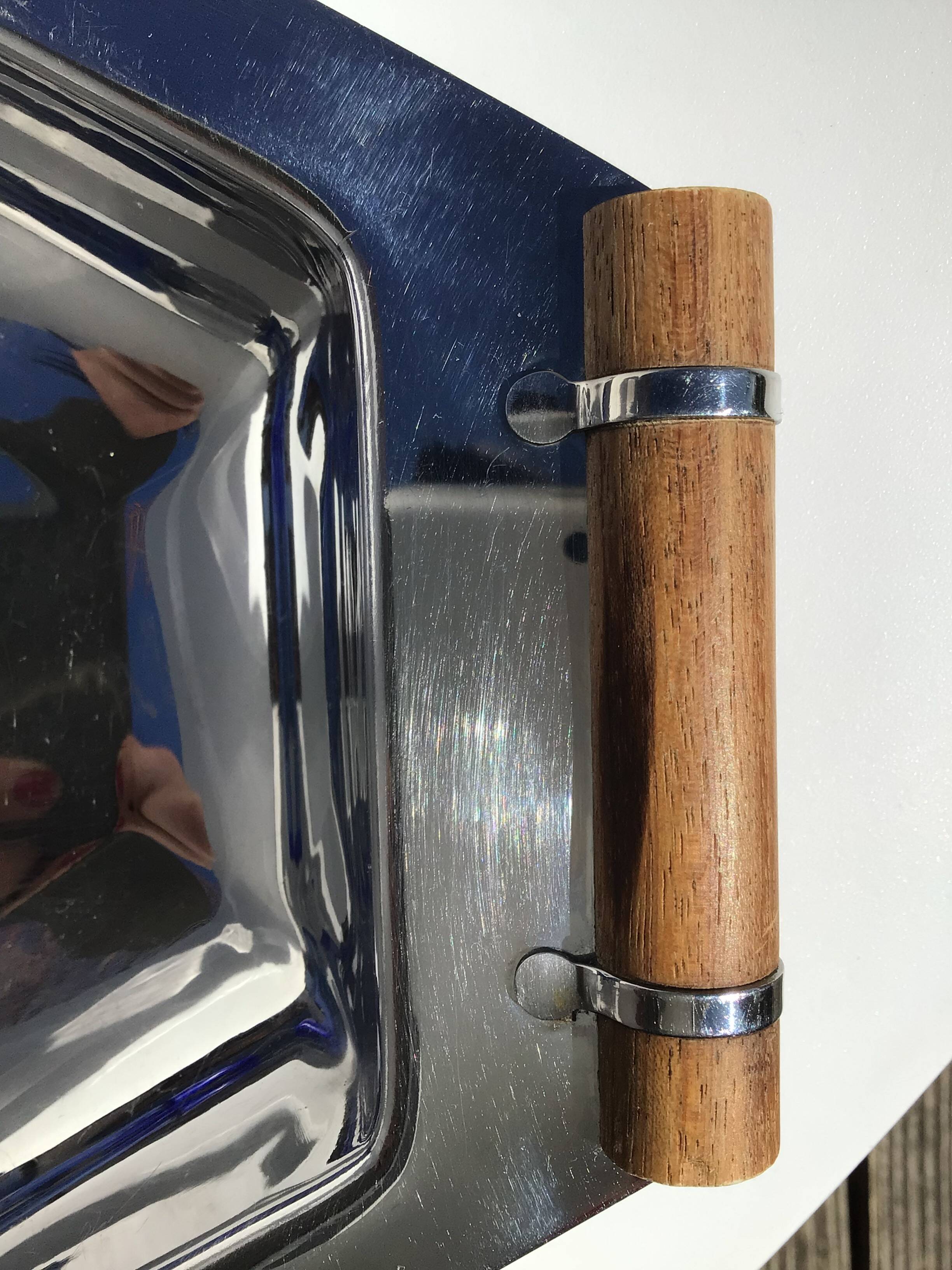 Coupe inoxydable octogonale poignées bois