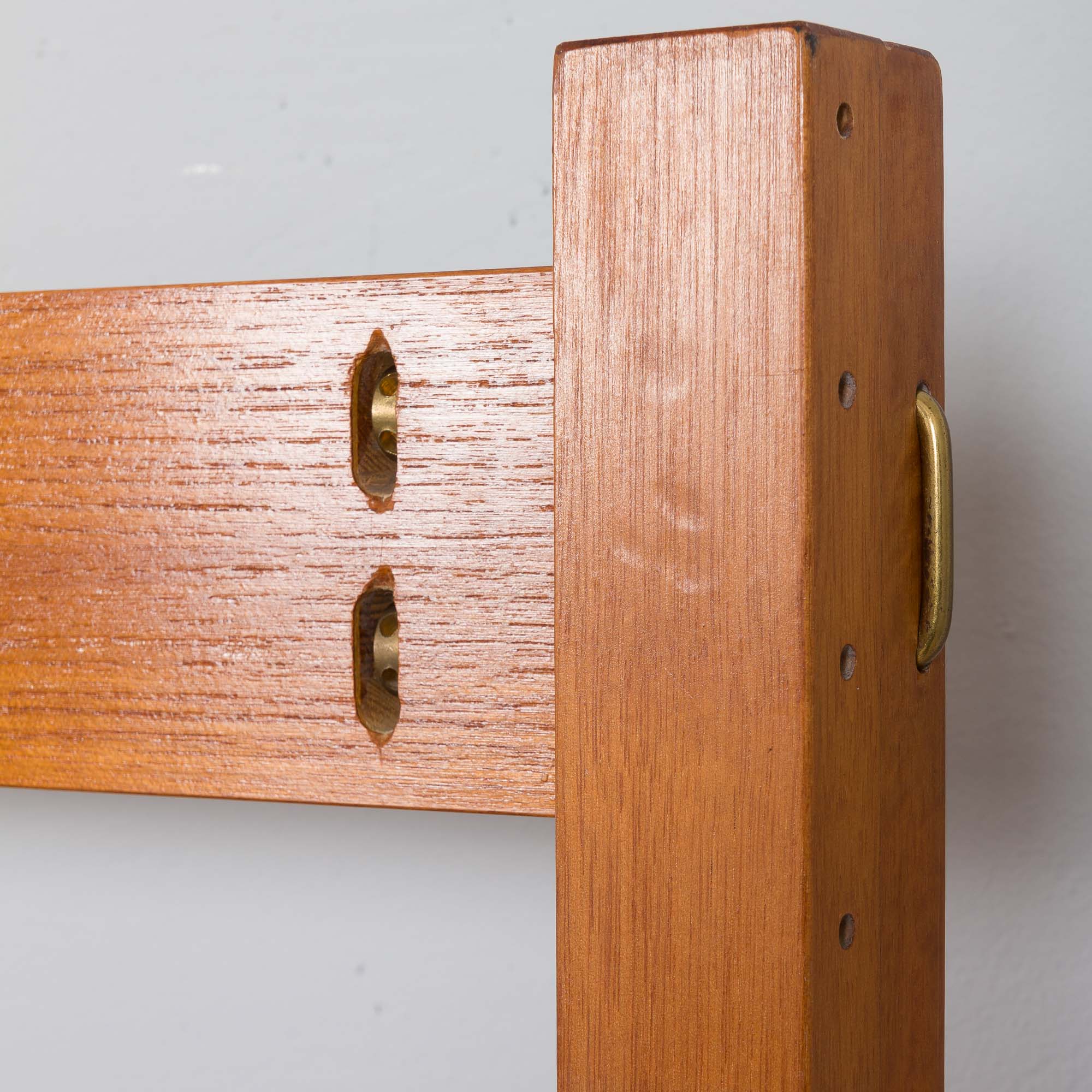 Rival 2 bay free standing teak wall unit with 3 cabinets and 3 shelves by Brodrene Jatogs Norway, Kj