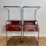 4 fauteuils S34 style Marc Stam en cuir cognac et tubulaire