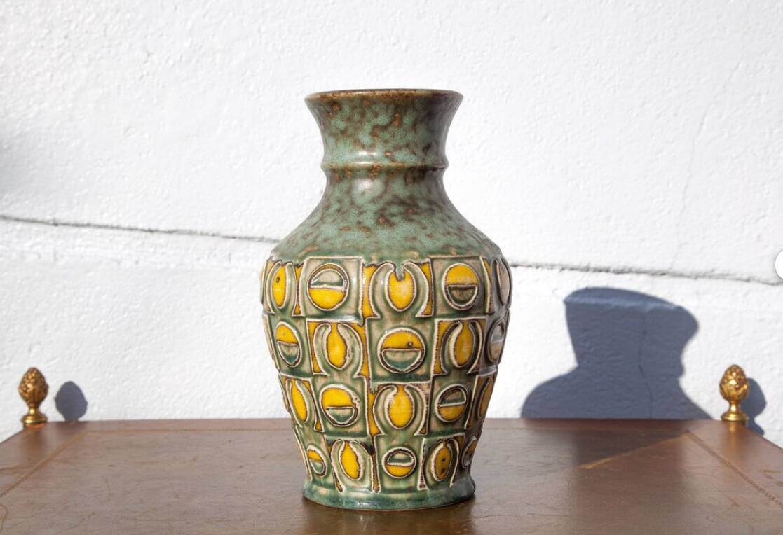 West Germany Uebelacker vase 1681/20, German ceramic vase, flower pot, pottery, decoration