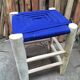 Traditional moroccan stool in nylon thread blue majorelle and eucalyptus wood