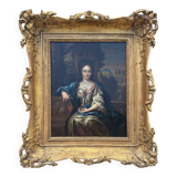 Antique painting, portrait of a gallant woman signed early 18th century