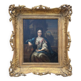 Antique painting, portrait of a gallant woman signed early 18th century