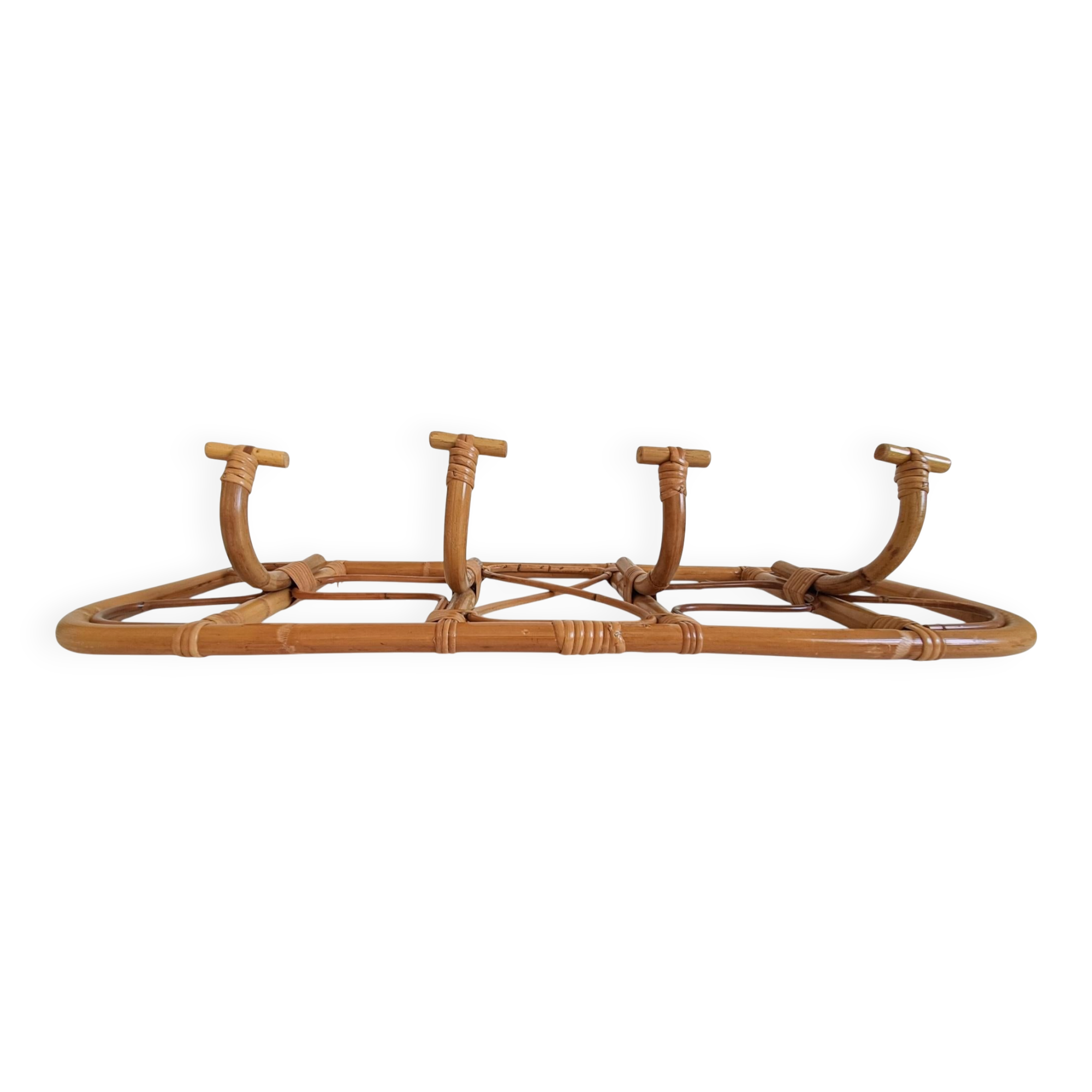Mid-Century Extra-Large Bamboo & Rattan Coat Rack, Tito Agnoli Style