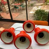 4 orange metal suspensions from the 70s.