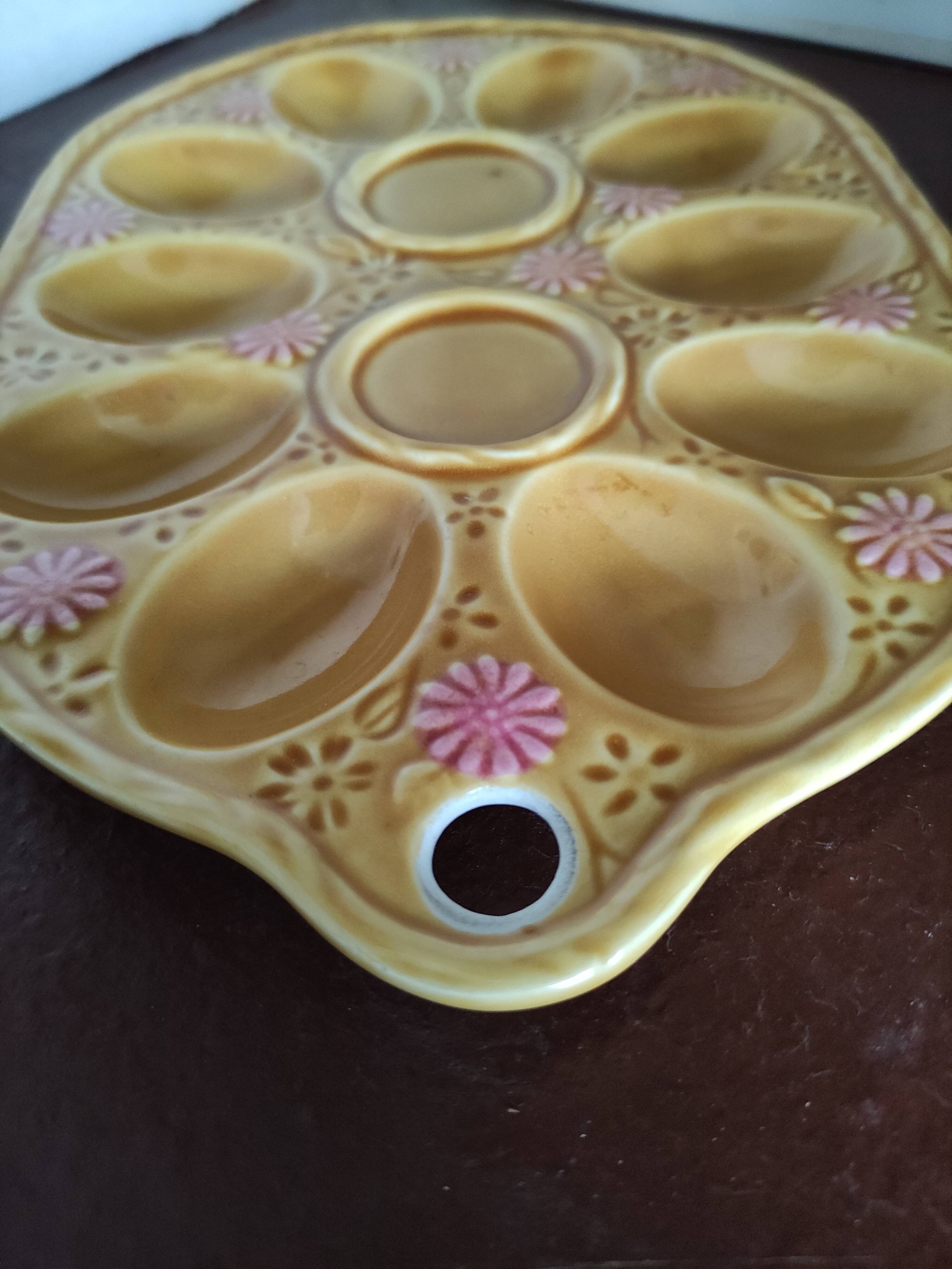 Vintage egg tray in glazed stoneware