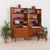 Johannes Sorth Nexo two sections bookcase with a secretaire in teak, Danish, 60s