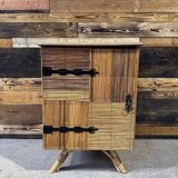 Small side buffet in rattan - Attributed to Audoux-Minet