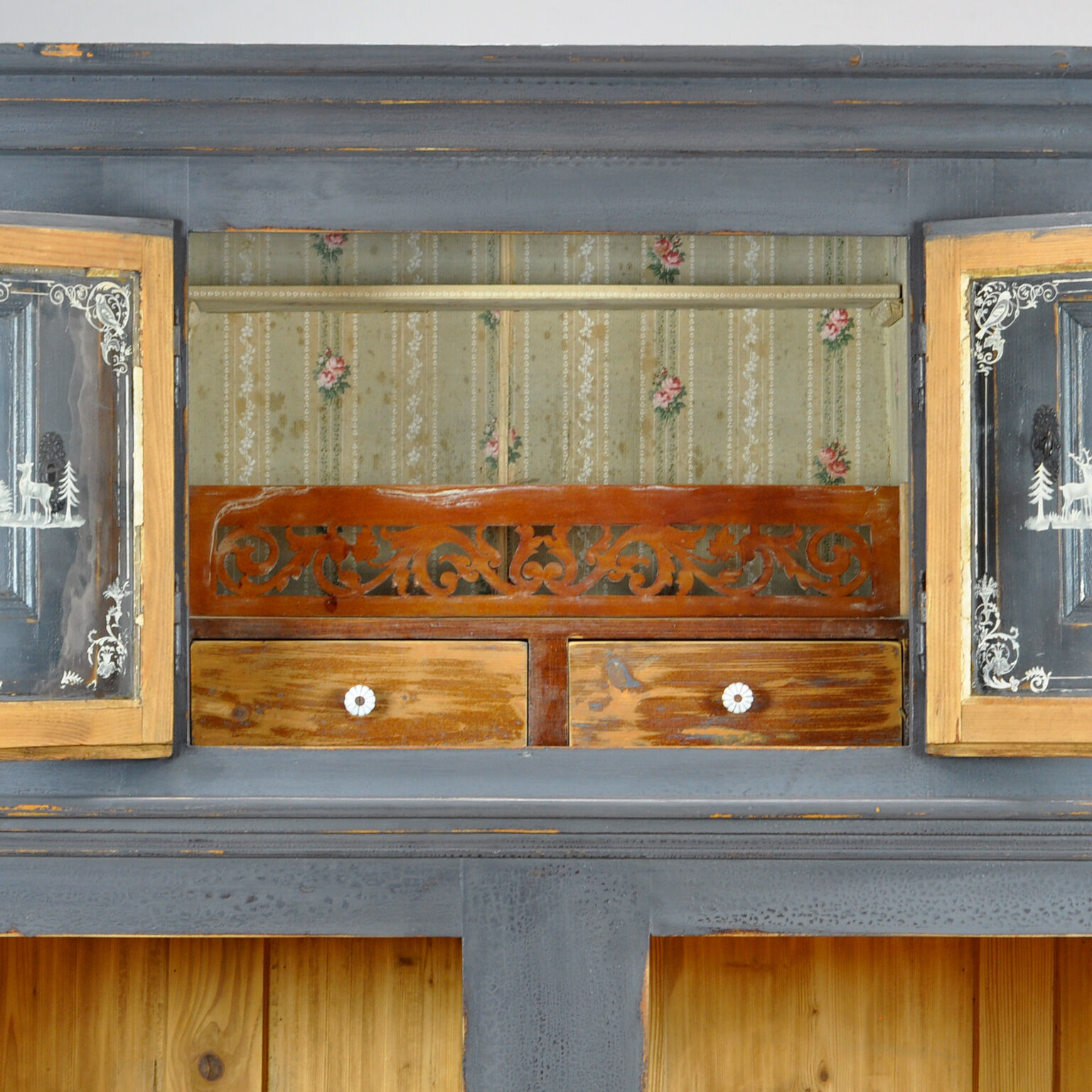 Solid Pine Kitchen Cupboard, 1920's