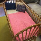 Vintage rattan cradle
