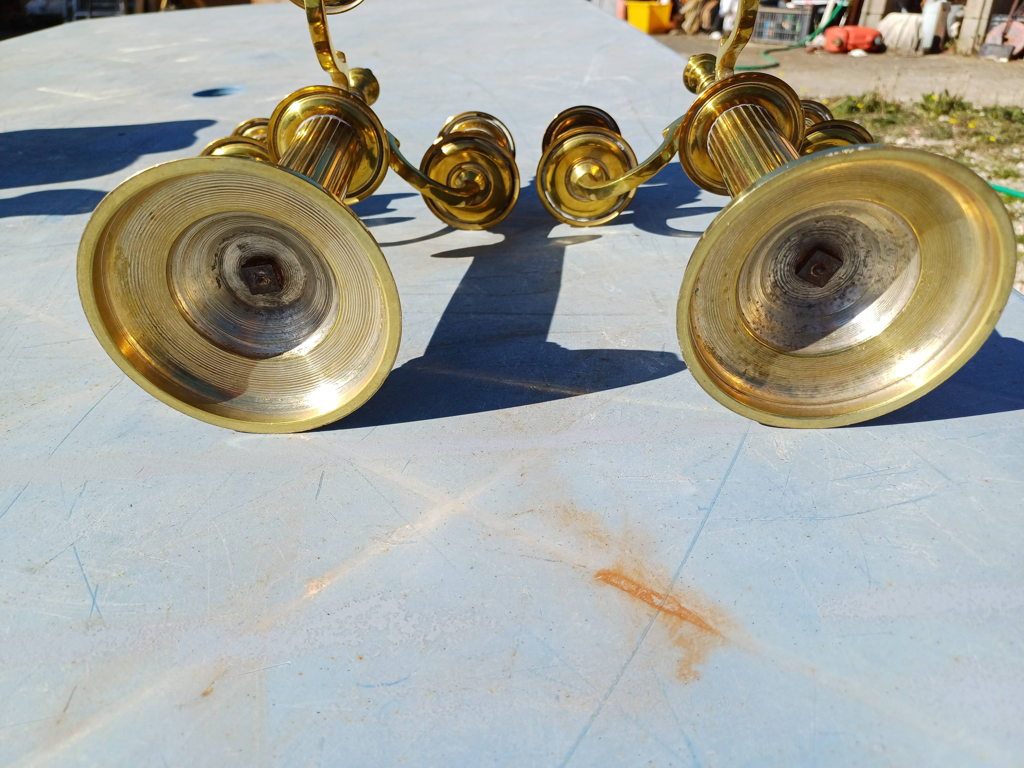 Pair of 3 Branch Brass Candelabra