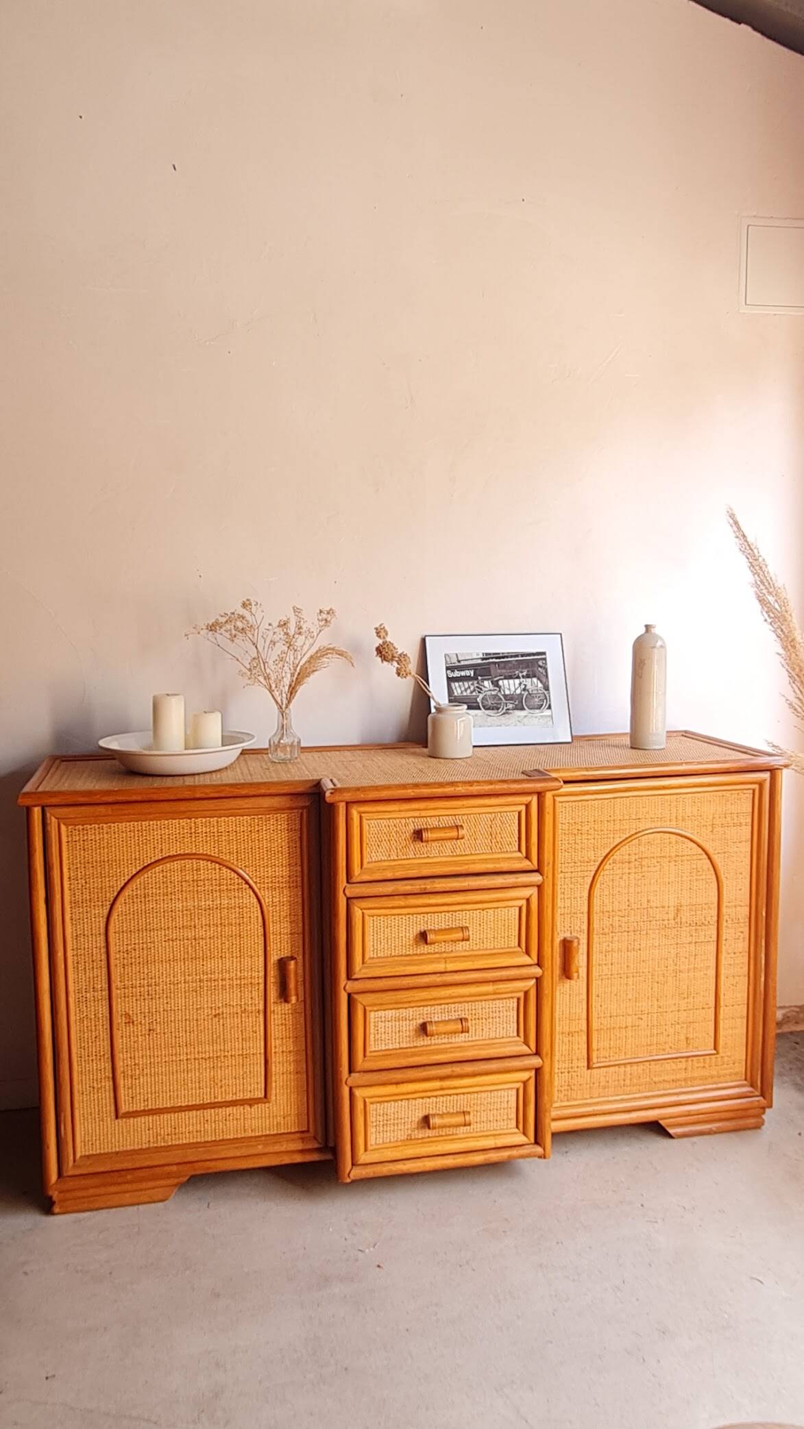 Enfilade en rotin, circa années 70
