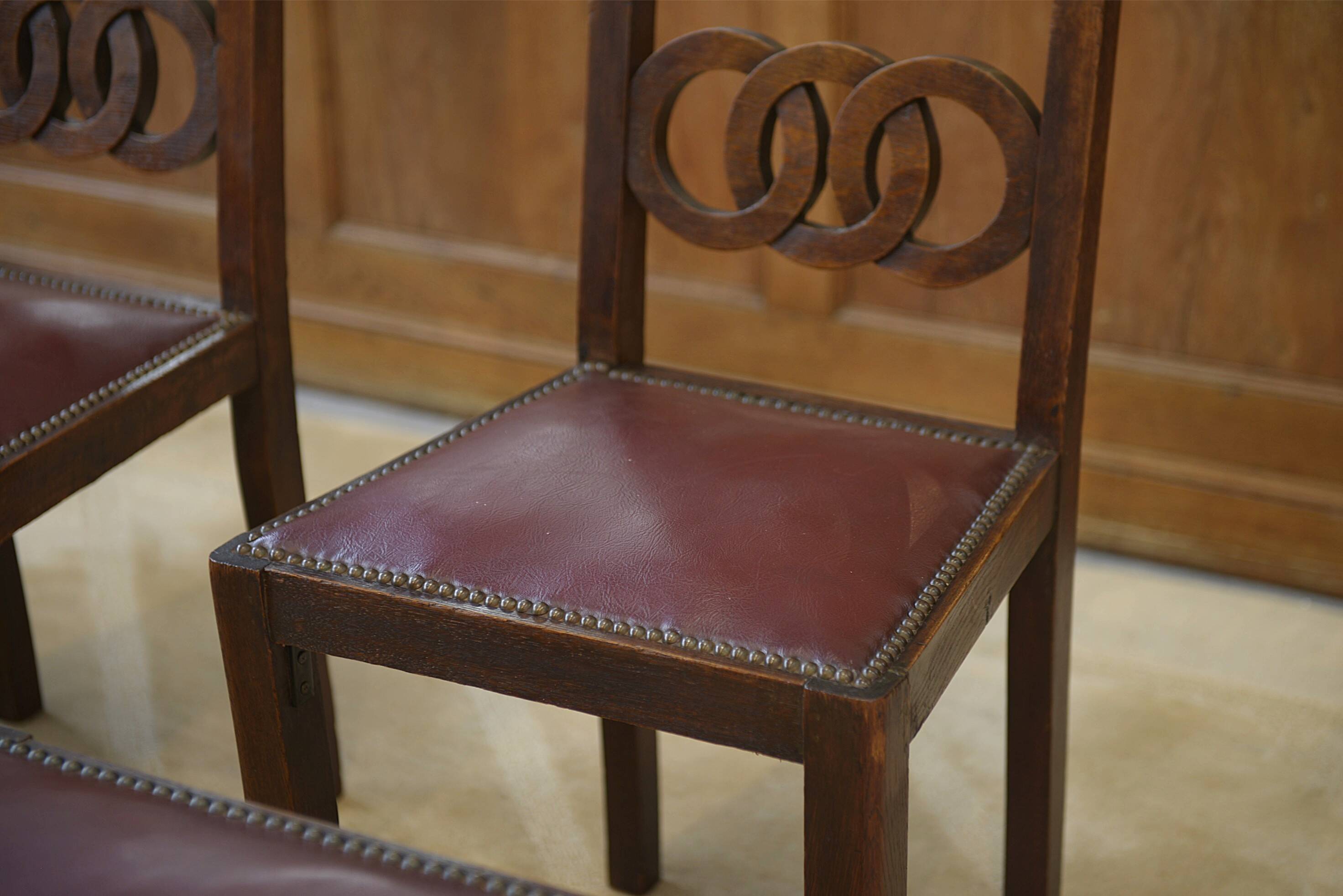 Ensemble de 6 chaises en chêne 1950’s