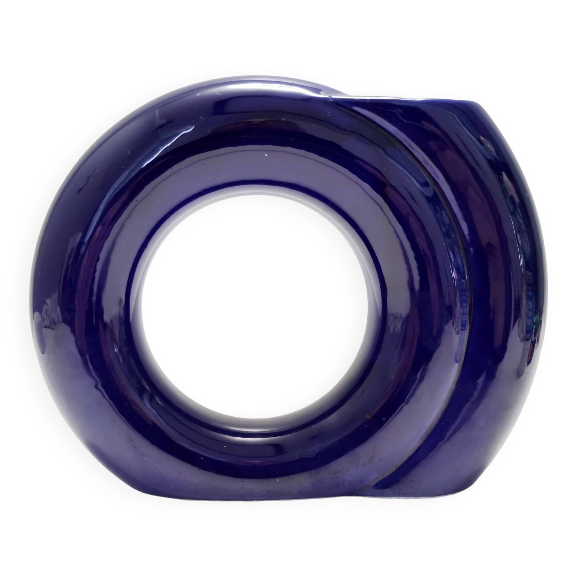 Geometrical Blue Glazed Vase by Pietro Arosio for Parravicini, Italy