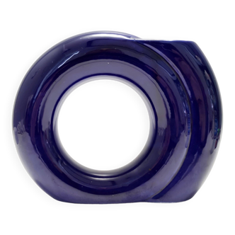 Geometrical Blue Glazed Vase by Pietro Arosio for Parravicini, Italy