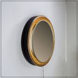 Large round wall light mirror gold leaf - 1960s - Ø66cm