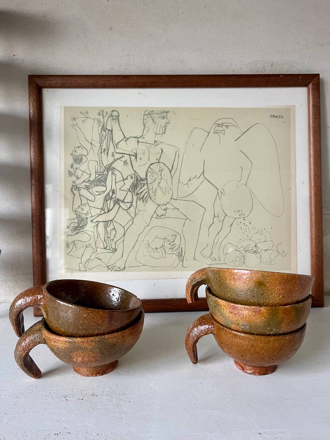 5 handcrafted stoneware coffee cups