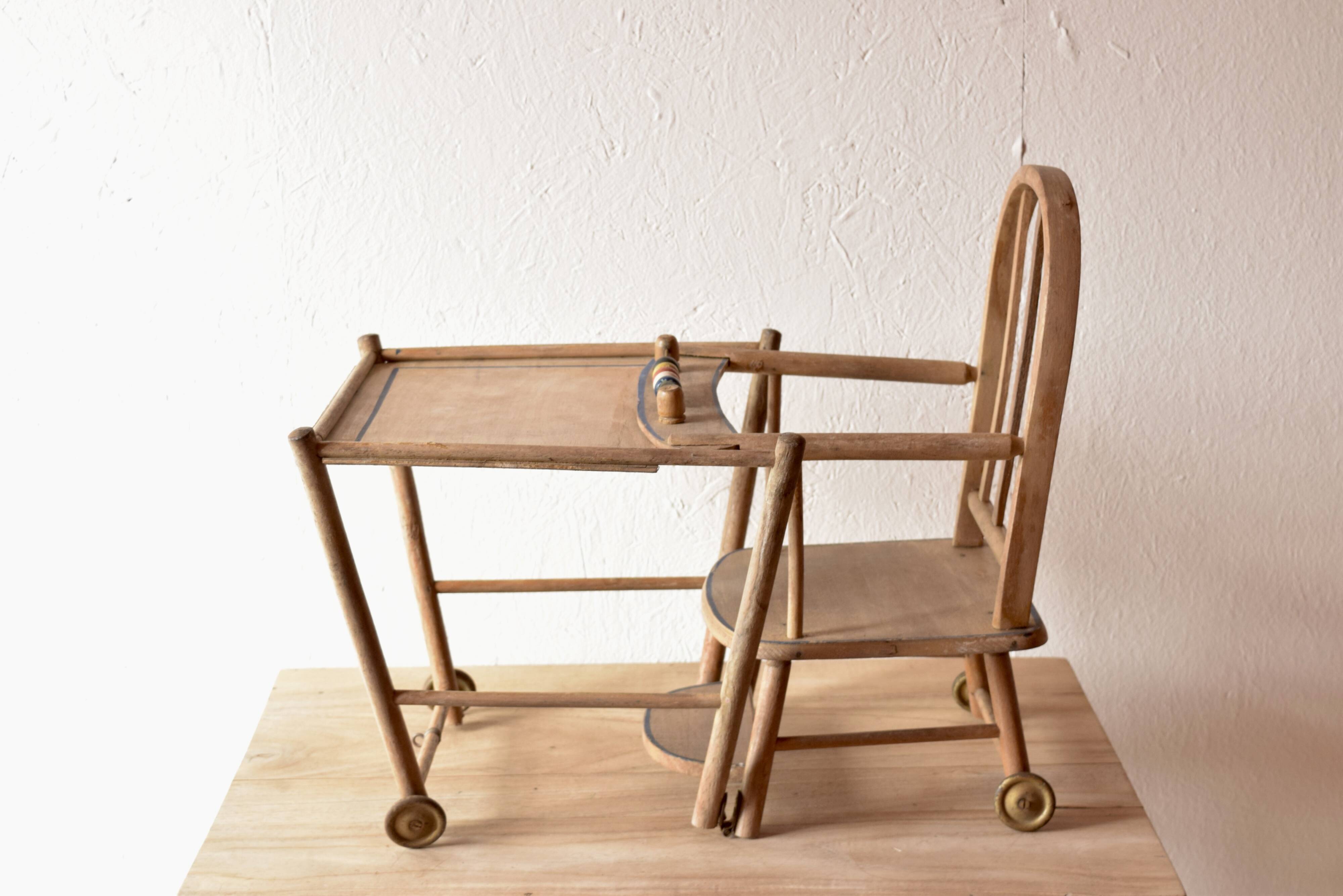 Torck - Antique wooden doll's high chair - 1950