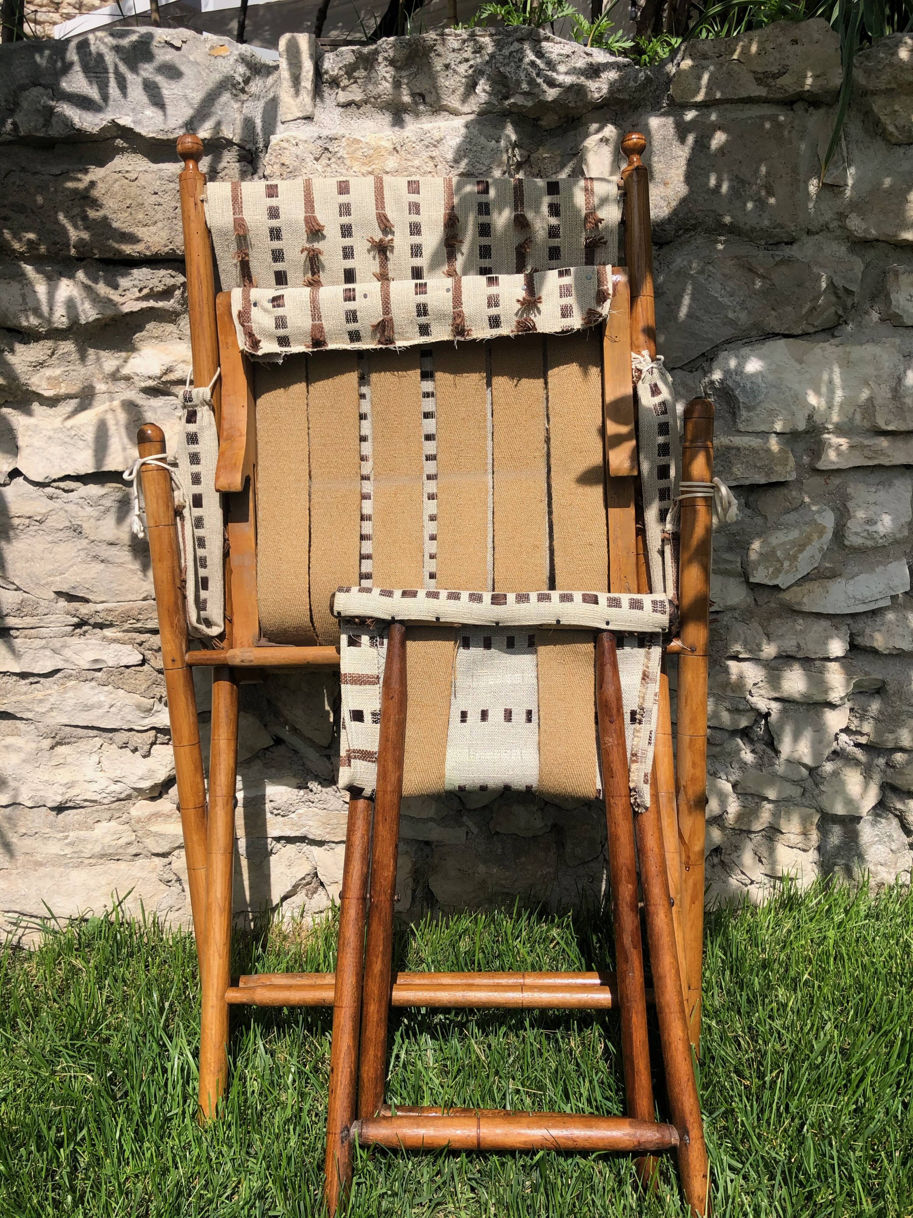 Folding garden chair and his foot rests, folding Napoleon III