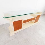 Vintage lacquer and burl wood credenza, 1980s