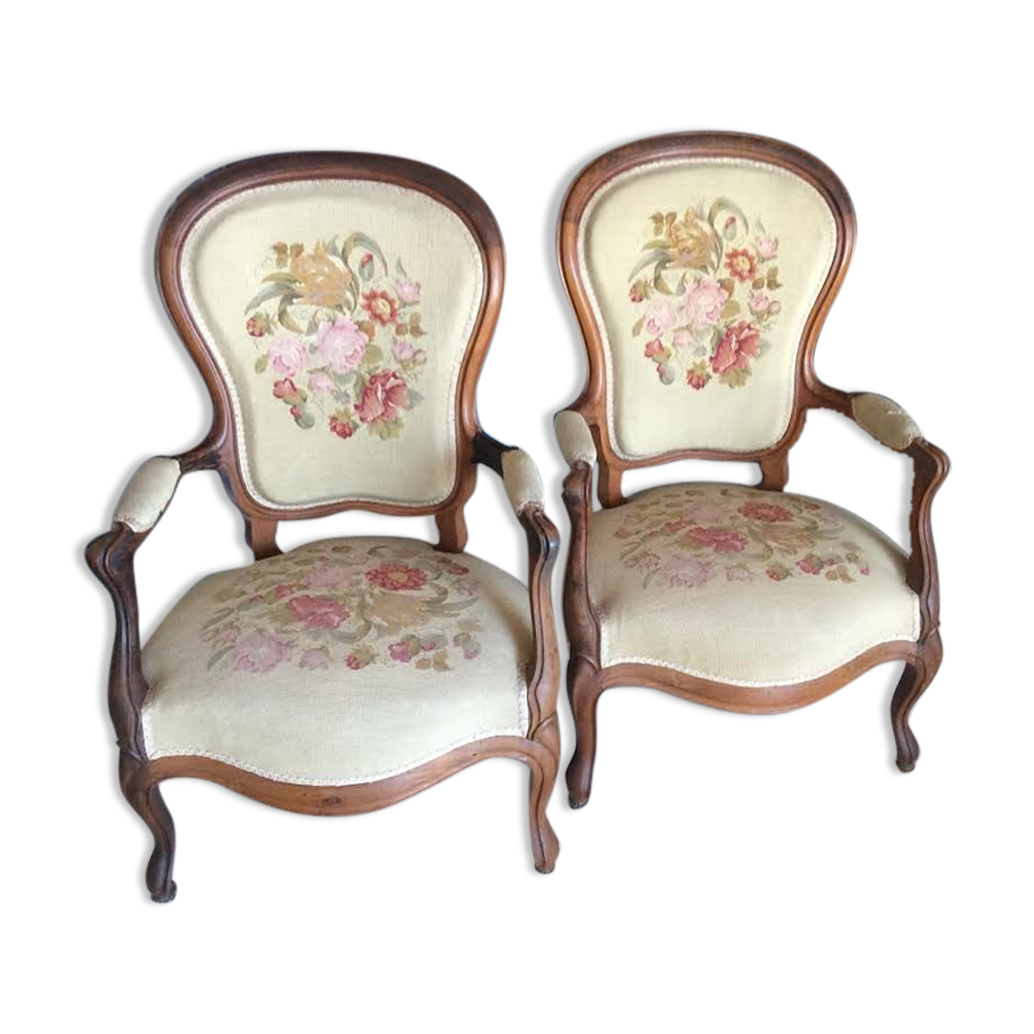 2 Louis Philippe style convertible armchairs