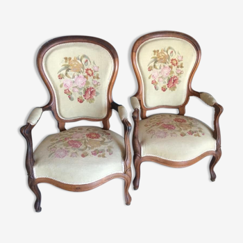 Set de 2 fauteuils cabriolets de style Louis Philippe