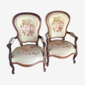 2 Louis Philippe style convertible armchairs
