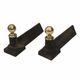 Pair of cast iron channels and brass ball 19th antique fireplace accessory