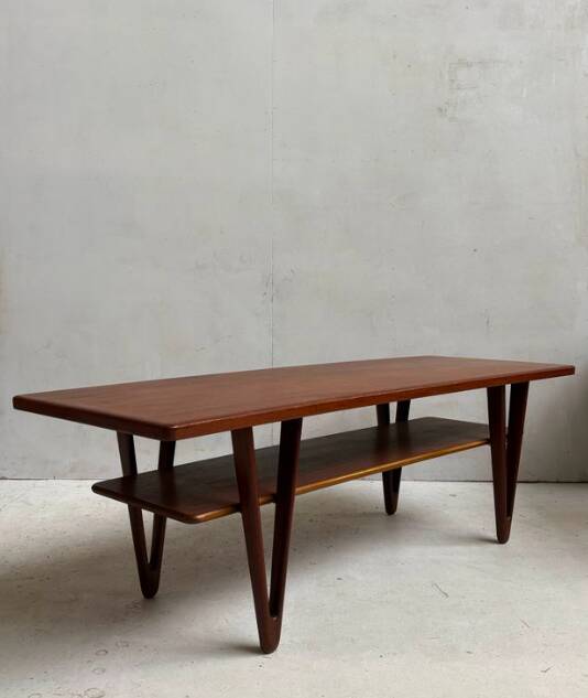 Large vintage Scandinavian teak coffee table by Kurt Østervig - 1950s