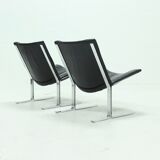 Set of 2 danish Kebe Møbler lounge armchairs model eagle with black leather