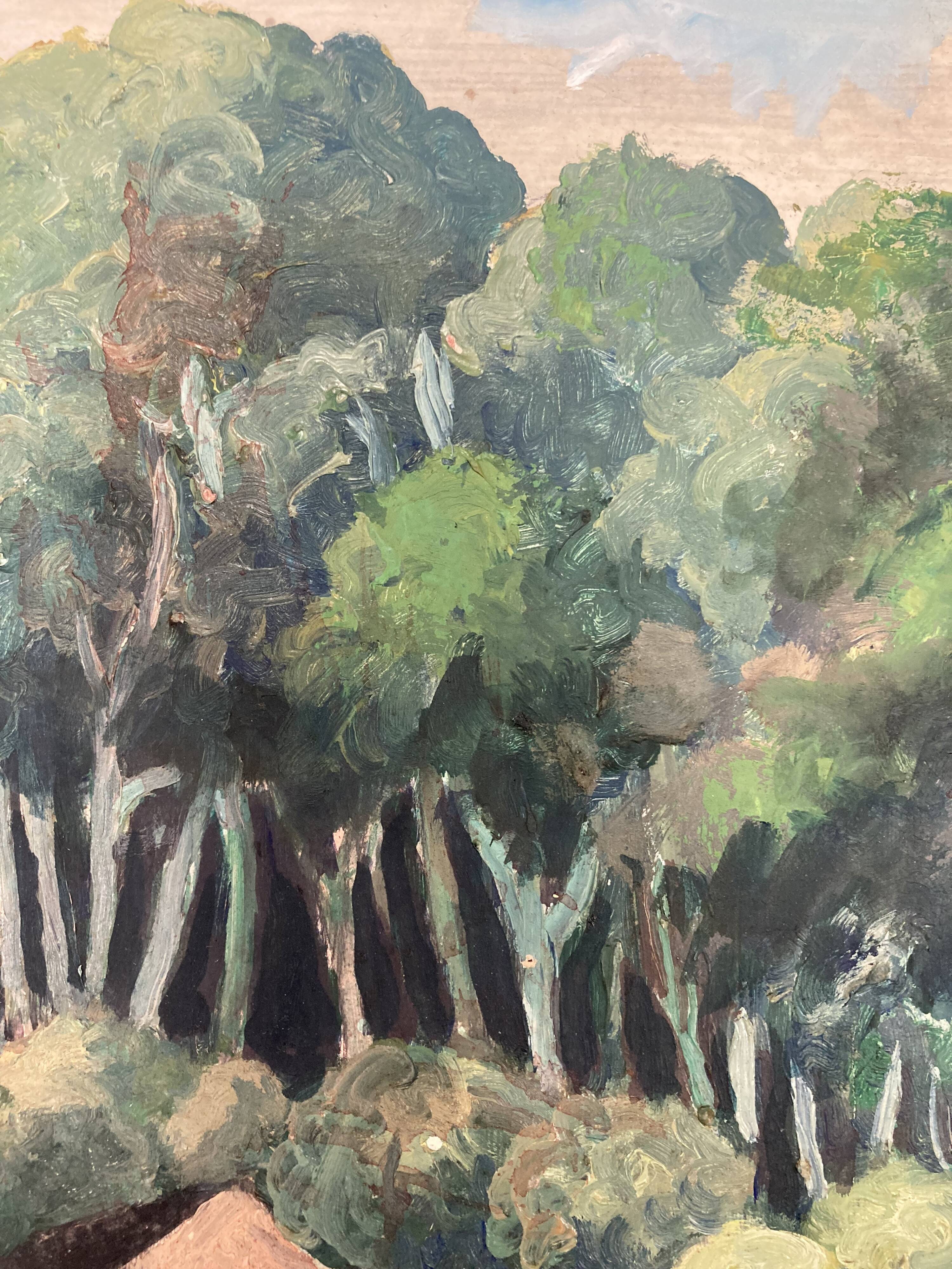 Oil painting on vintage cardboard