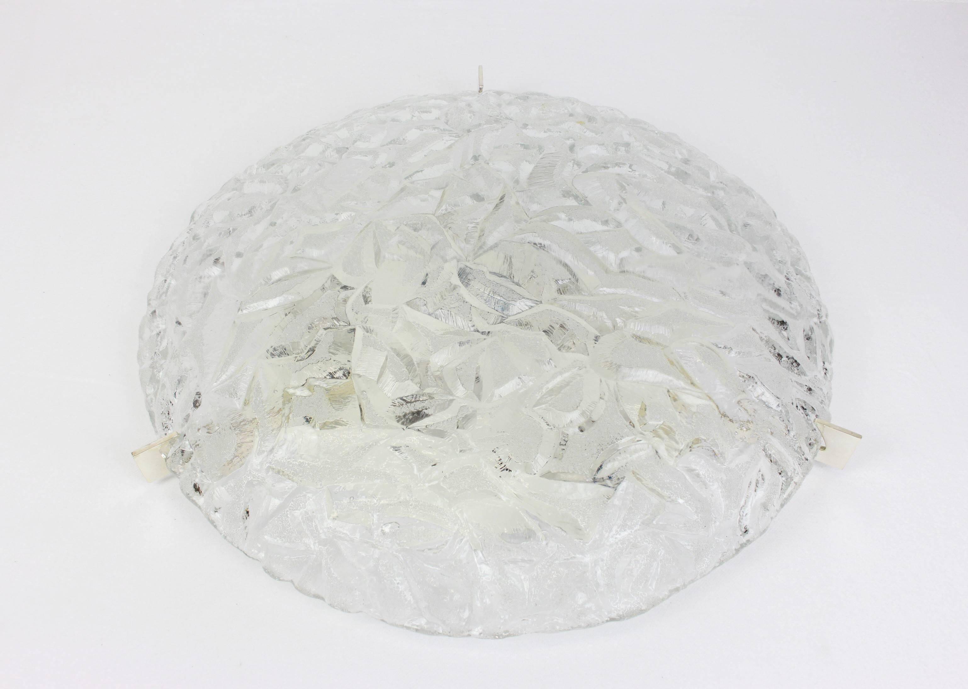 Large round frosted glass ceiling light, Kaiser, Germany, 1970s
