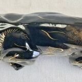 Art Deco lion statue 1930 cracked Saint Clément