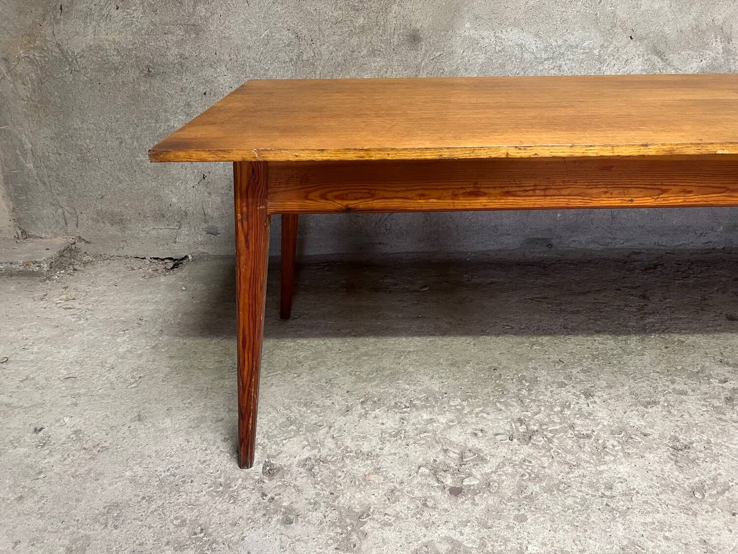 Vintage oak farm table with compass legs, 1950s