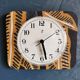 Silent rectangular vintage wall pendulum clock "Jaz ochre gray"