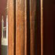 19th Century Italian Architectural Corinthian Wood Columns on Sandstone Plinths, Set of 2