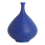Mid-Century Scandinavian Modern Collectible Small Cobalt Stoneware Vase by Gunnar Borg for Höganäs