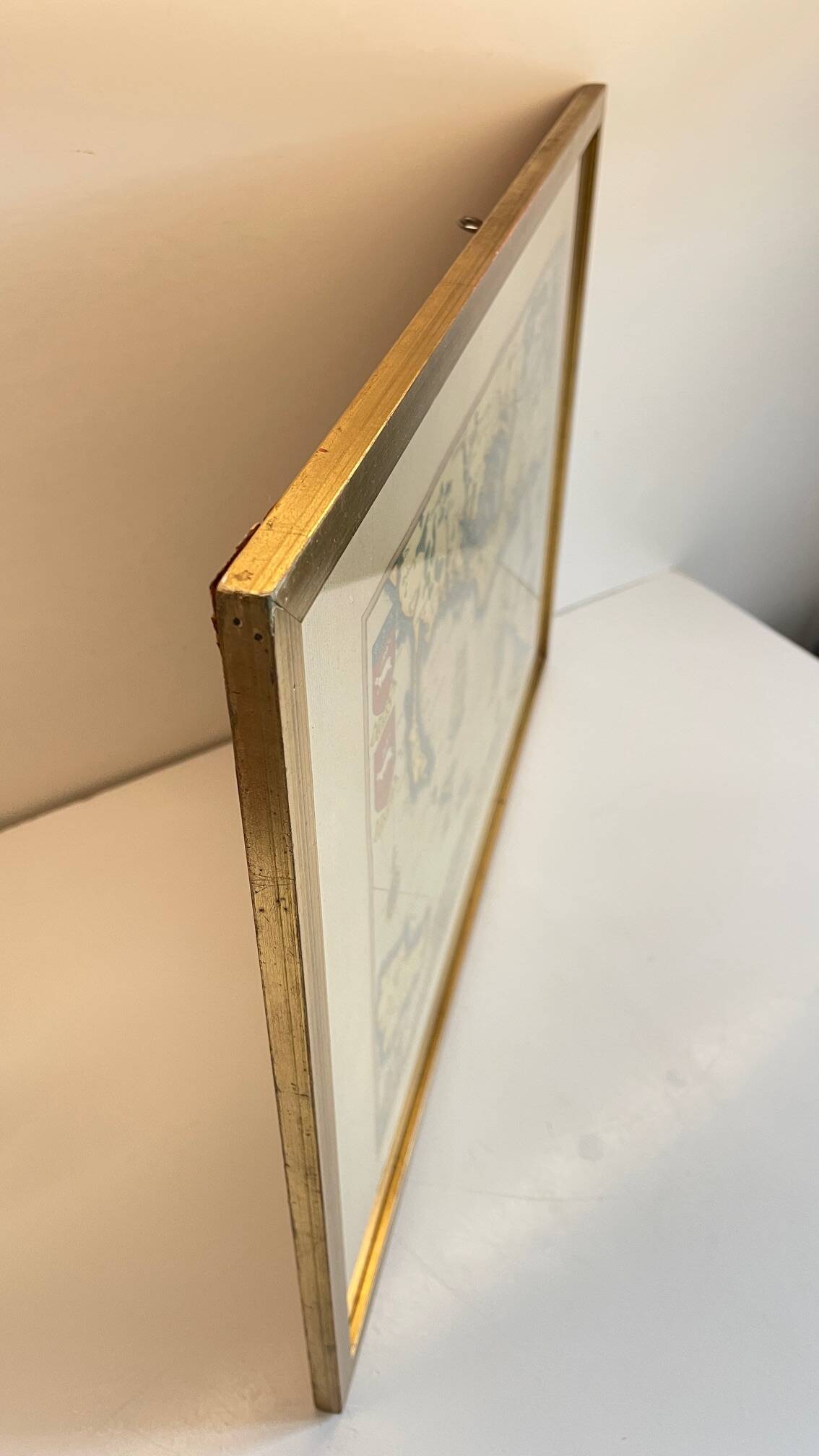 Vintage Atlantic Ocean Marine Map Gold Leaf Frame