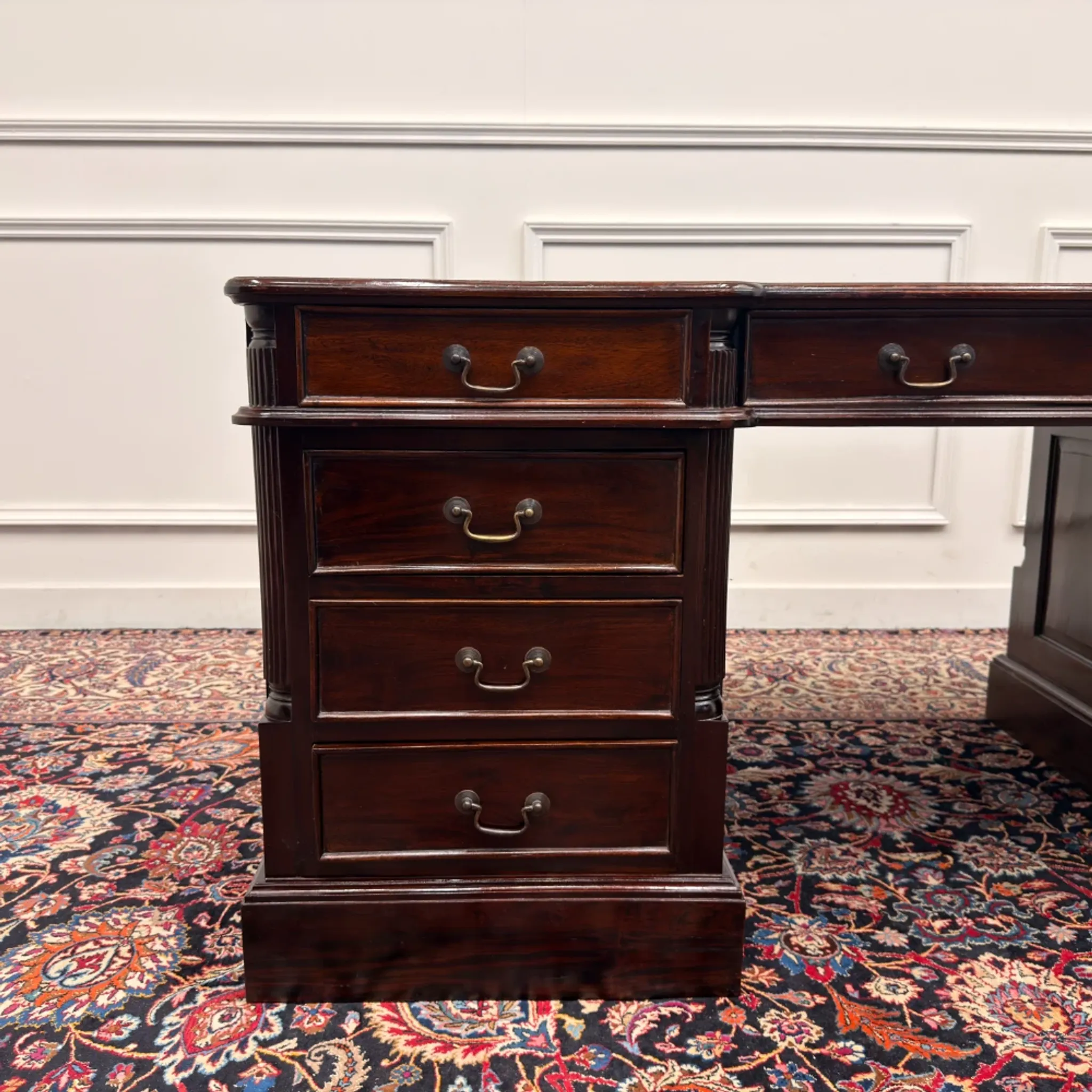 Classic English Partnerdesk Desk in Red Leather