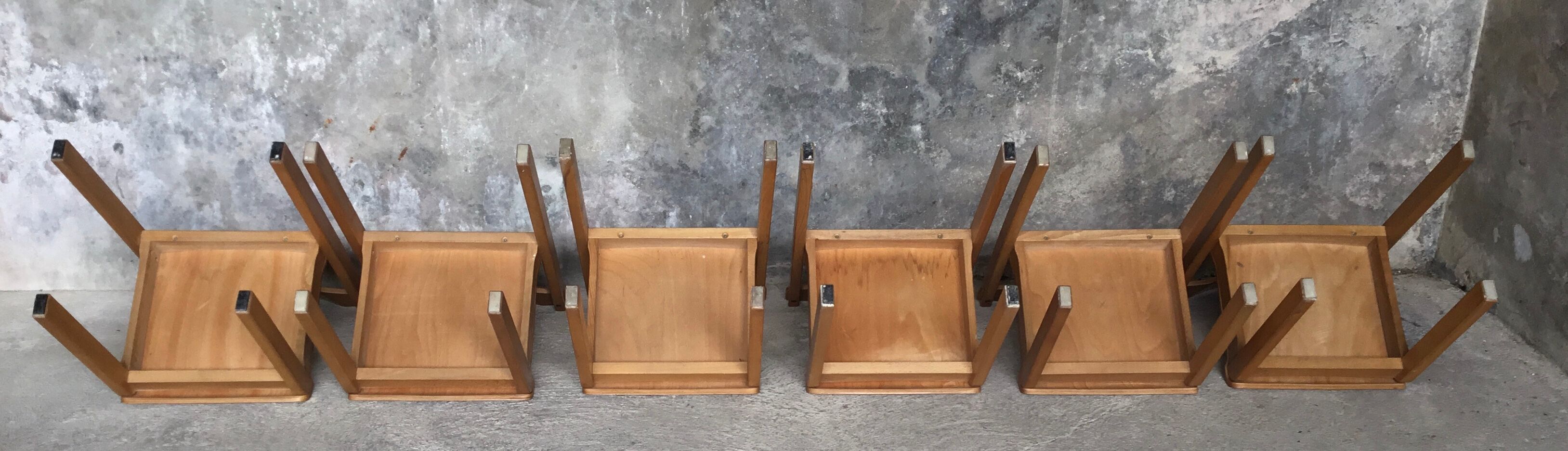 Set of 6 design chairs in glulam - 1970s