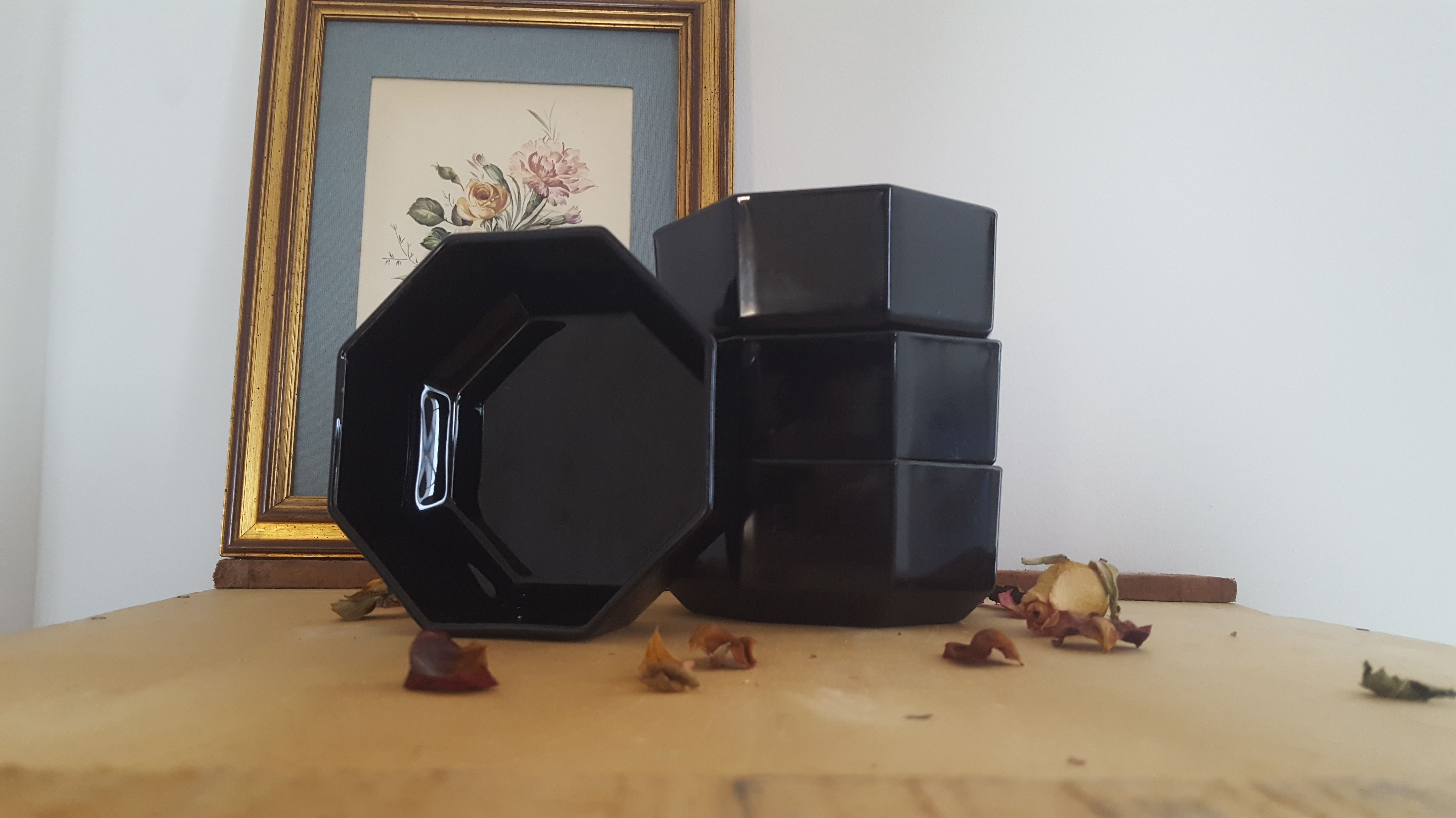 Vintage black Arcoroc ramekins