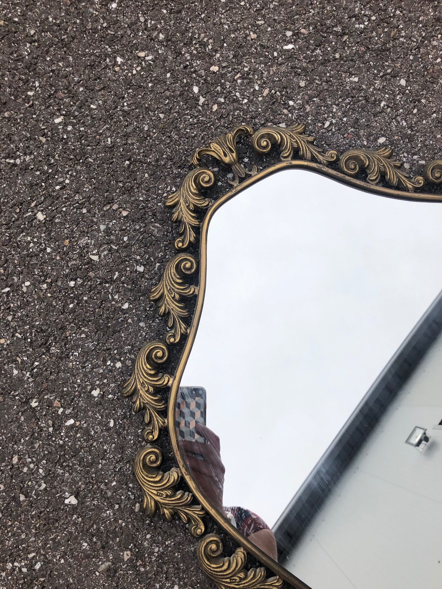 Vintage mirror with brass rim - 70x40cm