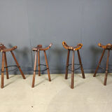 Mid-century brutalist bar stools - set of 8, 1960s
