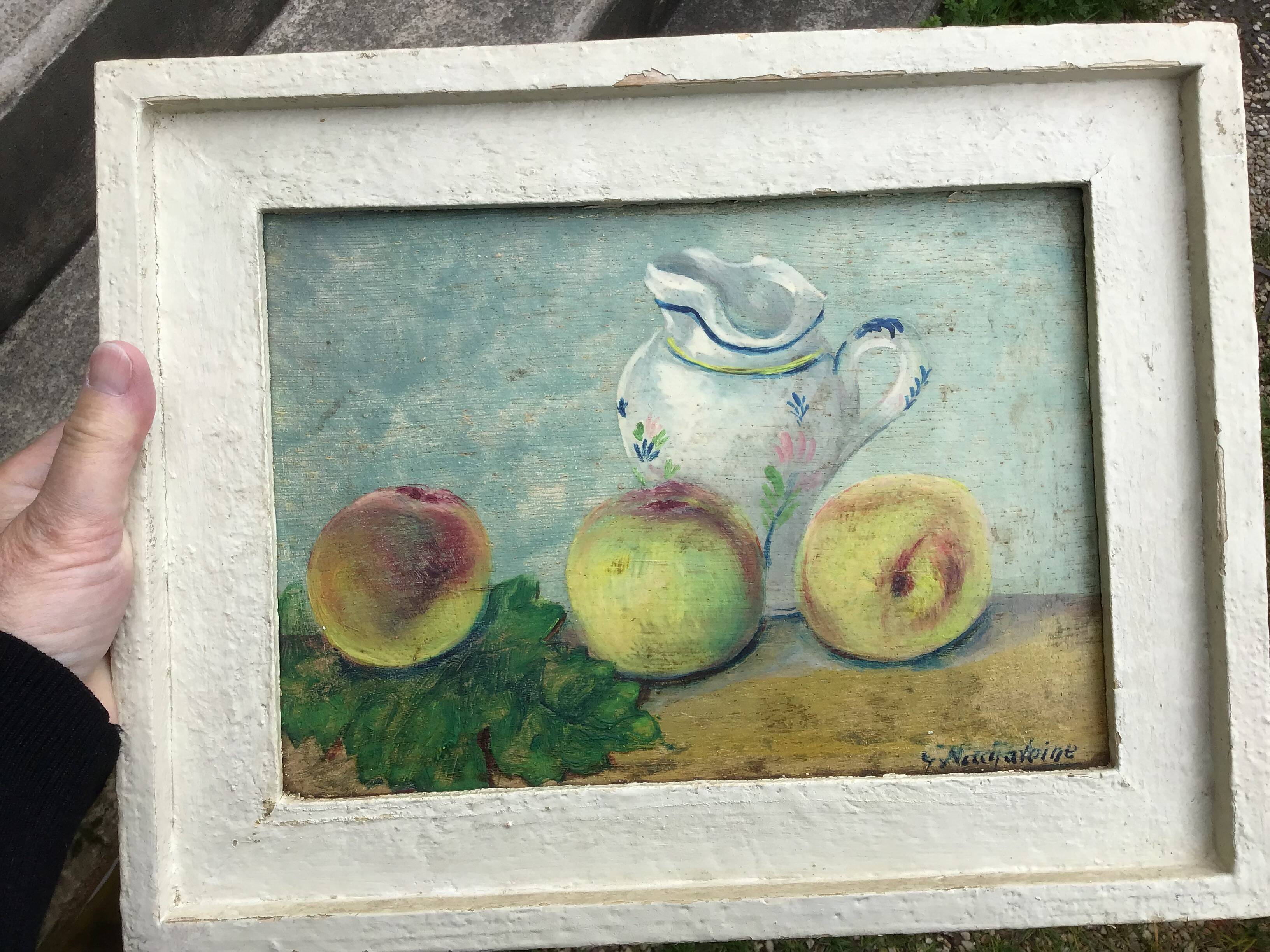 Oil on panel. our fishes