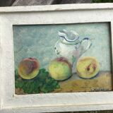 Oil on panel. our fishes