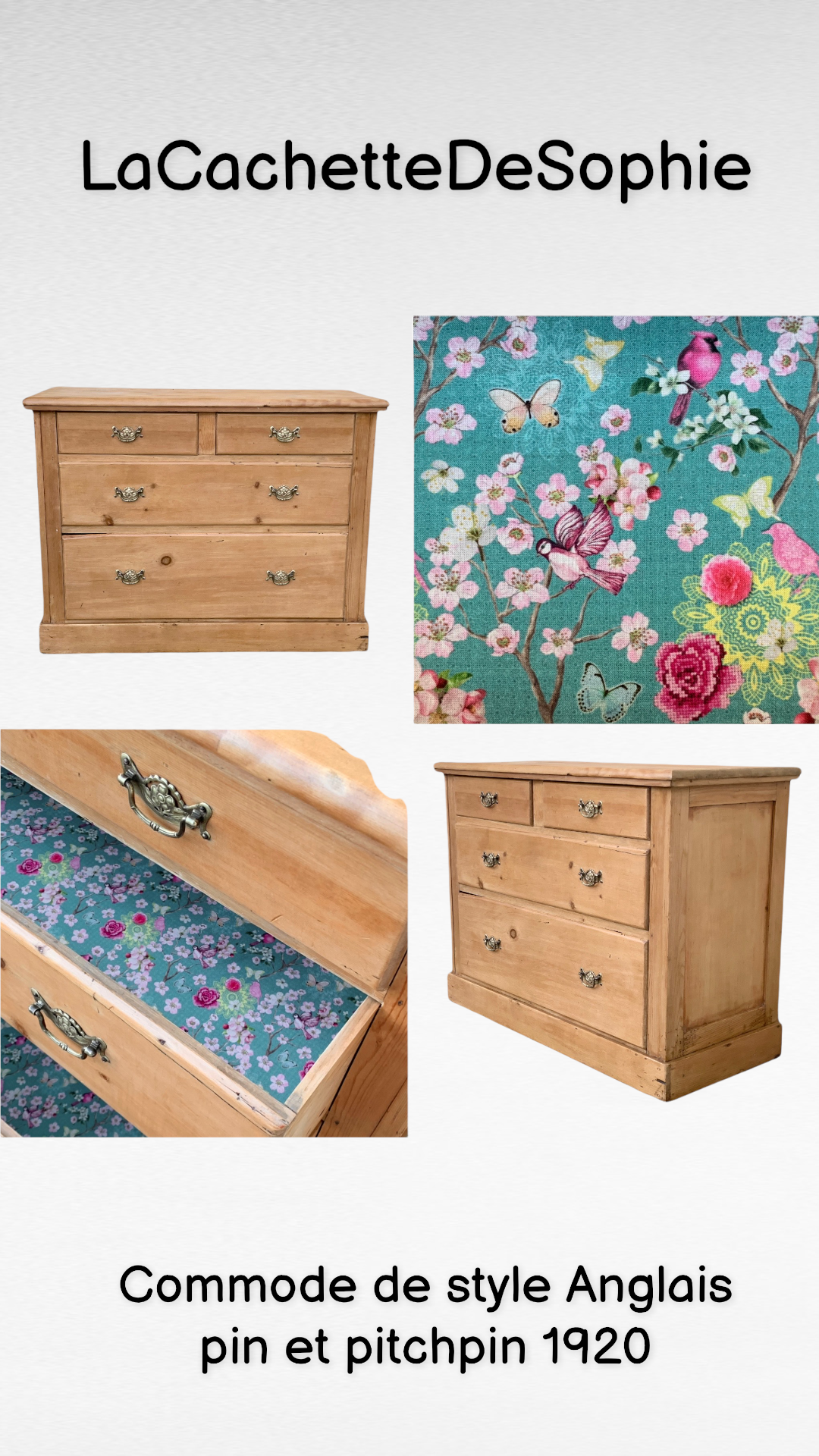 English style chest of drawers 1920 pine and pitchpin