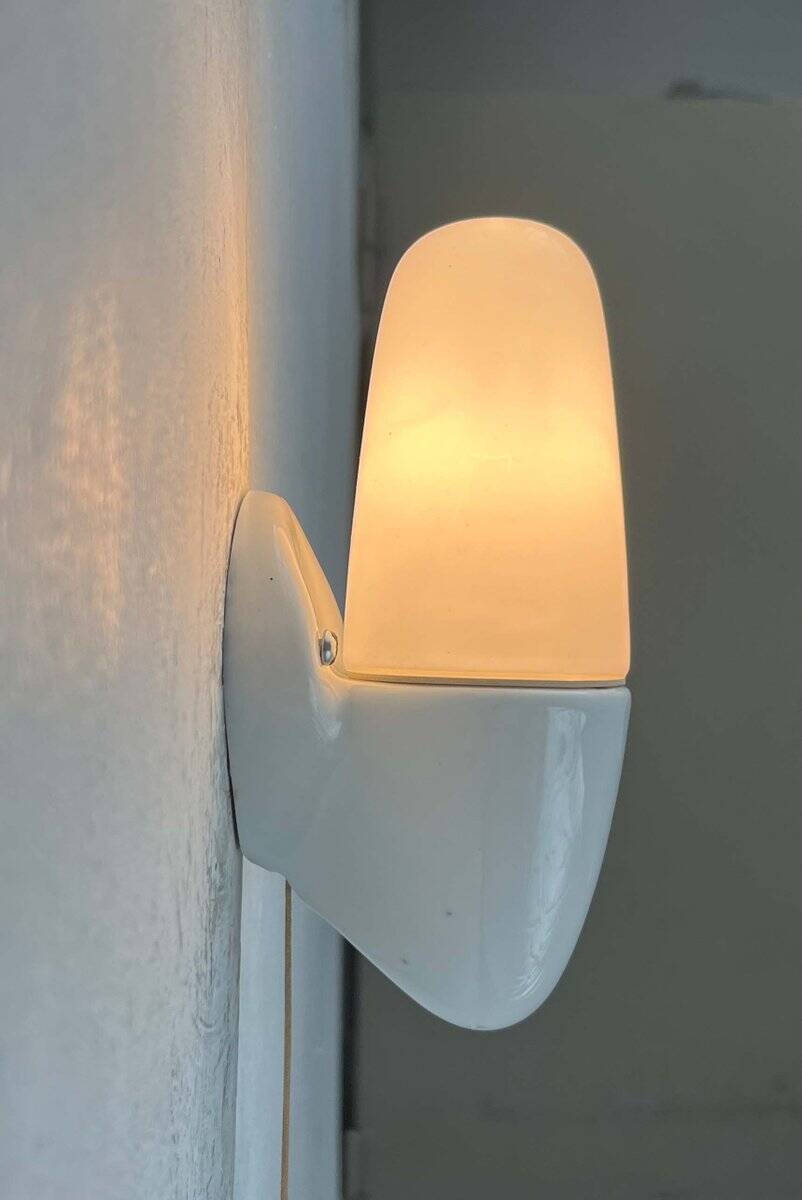 Mid-Century Modern German Ceramic 6065 Sconce by Wilhelm Wagenfeld for Lindner, 1950s