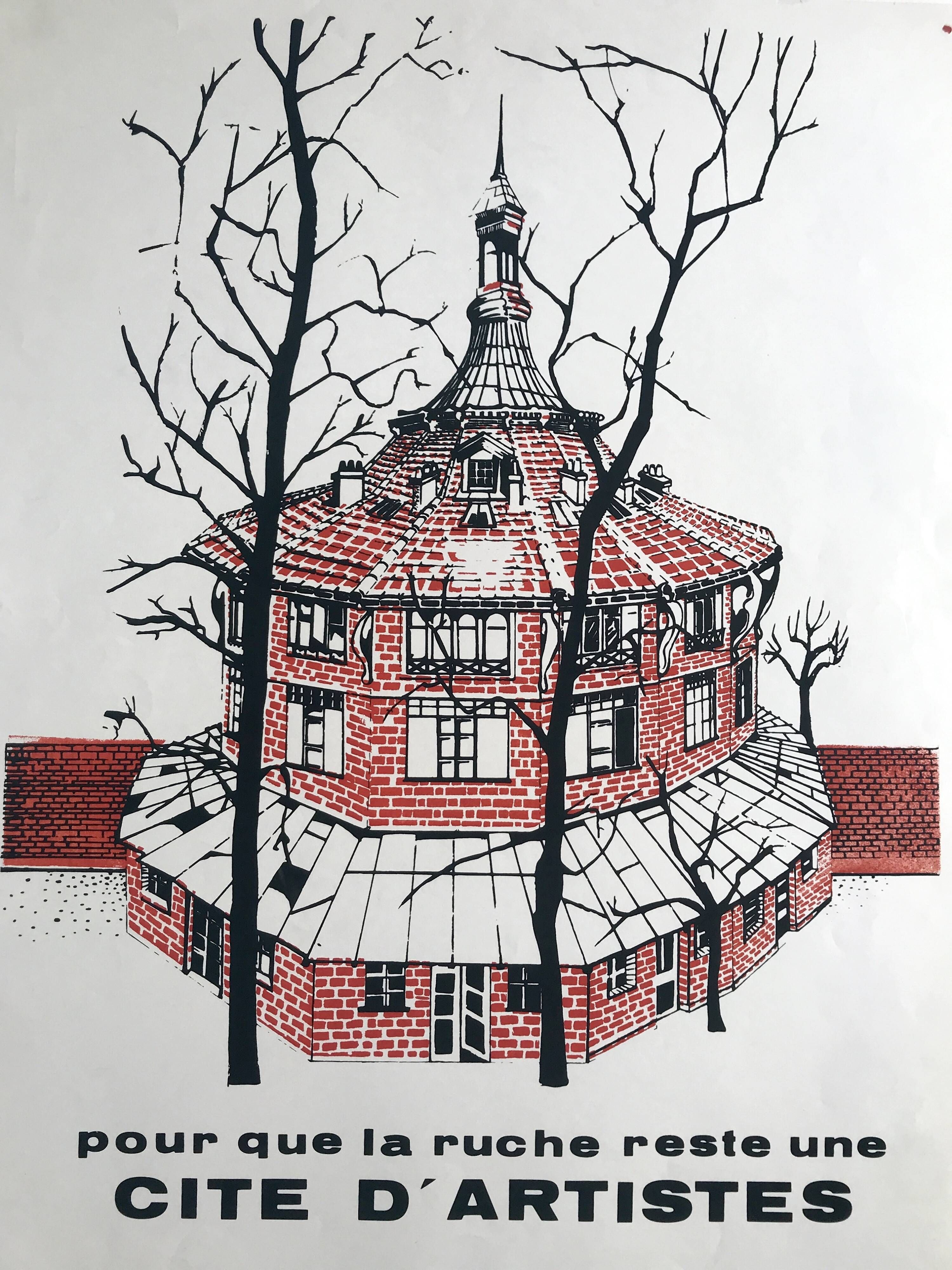 So that the Hive remains a City of Artists, 1970s. Original duotone poster